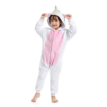 Nastavite kigurumi Sladko Risanka Pegasus Panda Samorog Otrok Fantje Dekleta Pižame Mehko Flanela Živali Sleepwear Otroci Odejo Onesie