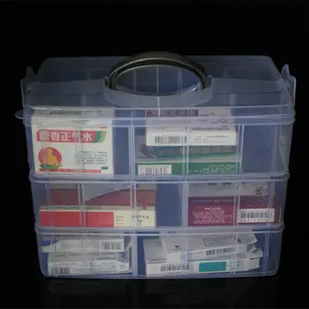 Nastavljiv 3-Tier Jasno, Plastična Škatla Za Shranjevanje Shranjevanje Škatle Za Nakit Diamantni Vezenje Obrti Noge Tabletke Za Shranjevanje Orodja 4 Barve