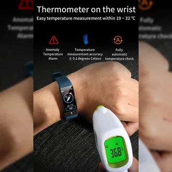 Nekaj watch manšeta E66 Health Monitor Pametno Gledati Termometer Merjenja Temperature Teči montre connectee homme moda Z4