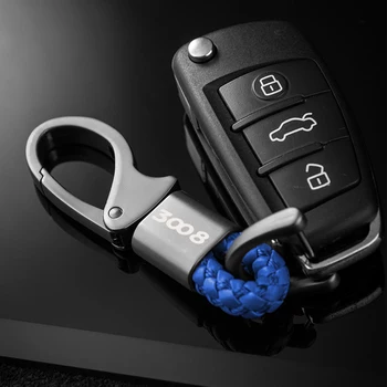 New Metal Avto Emblem Keychain Za Peugeot 307 206 308 407 207 3008 208 508 2008 Kovine, usnje key chain Avto Keychain Dodatki
