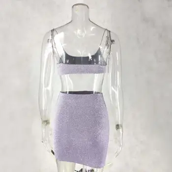 NewAsia Low Cut Stretch Seksi 2 Delni Set Ženske Povodcem Backless Obreži Zgoraj Stranka Mini Krilo, Dva Kosa Iz Club Oblačila Obleke 2020