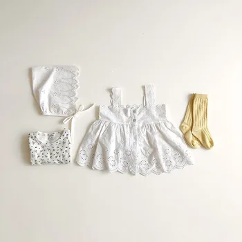 Newborn Baby Dekle Cvetlični Obleka In Obleka za Obleko Lepo Baby Dekle Rojstni dan Nositi Dojenčka Gilrs Čipke Bombaž Kompleti Oblačil 0-24m