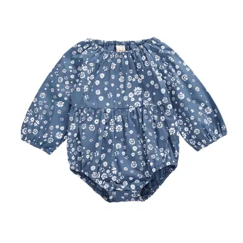 Newborn Baby Dekleta Cvetlični Obleka Za Malčke Dolg Rokav Malo Sončničnega Babygrow 2020 Jeseni Nove Obleke Vrhovi Enem Kosu Jumpsuit