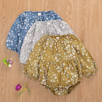 Newborn Baby Dekleta Cvetlični Obleka Za Malčke Dolg Rokav Malo Sončničnega Babygrow 2020 Jeseni Nove Obleke Vrhovi Enem Kosu Jumpsuit