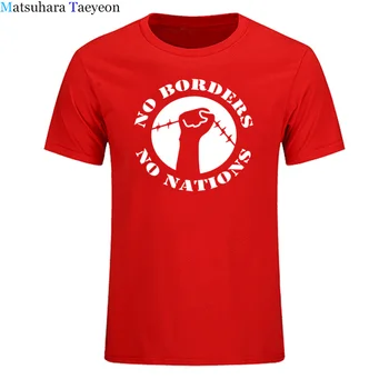 Ni Meja Št Narodov ANTIFA Antifascist Anarhijo Anarhisticnih T Shirt Svoboden Bombaž Kratkimi rokavi T-Majice Za Moške Kul Majice