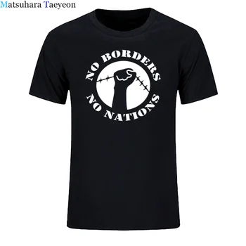 Ni Meja Št Narodov ANTIFA Antifascist Anarhijo Anarhisticnih T Shirt Svoboden Bombaž Kratkimi rokavi T-Majice Za Moške Kul Majice