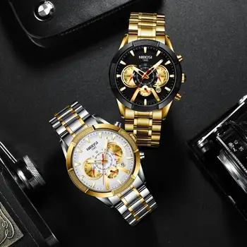 NIBOSI 2020 nov Modni mens ure top blagovne znamke luksuzni Športni Kronograf Quartz uro Moških iz Nerjavečega Jekla Relogio Masculino