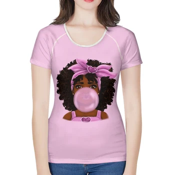 Nopersonality Umetnosti Črna Kraljica African American Dekleta T Shirt Lepe Poletne Afro Lady Tshirt za Ženske Roza Ženska T-shirt Vrhovi Tee