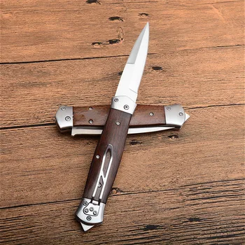 North American 23 cm 60HRC hruškovega lesa ogledalo svetlobe folding nož (8CR13 jekla) preživetje folding nož večnamenski taktično nož 17349