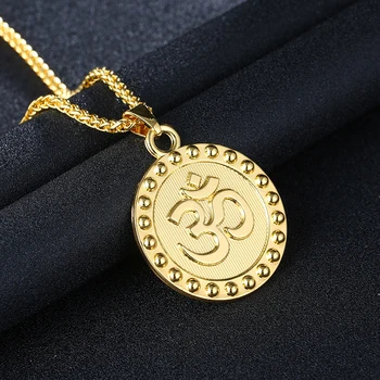 Nov Krog Unisex Hindujski Budistični AUM OM ogrlico, obesek za Moške nakit dodatki