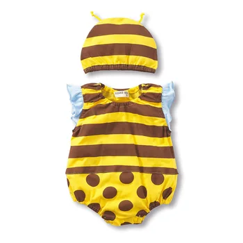 Nov Poletni Baby Girl Obleke, Kompleti Risanka Baby Boy igralne obleke + klobuk Unisex Otroške igralne obleke Risanka Oblačila za Živali 2 kom/Set