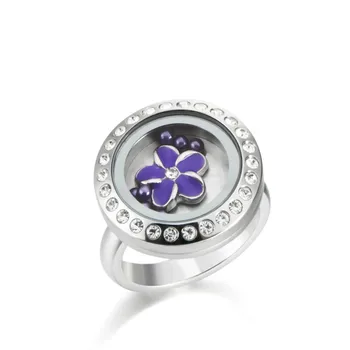 Nov prihod iz nerjavečega jekla nepremočljiva vijak locket prstan! 20 mm, plavajoče, ki živijo čar locket obroč, nakit s kristali