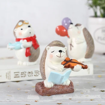 Nov Prihod Jež Figurice Srčkan Smolo Obrti Ornament Risanka Jež Miniature Dom Dekoracija Dodatna Oprema Darila Otroci Igrače