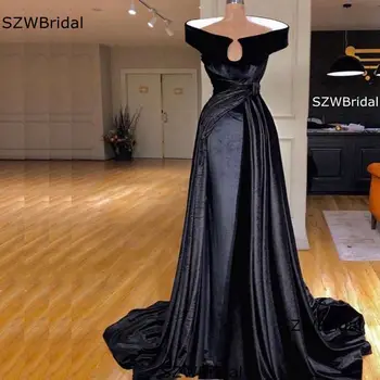 Nov Prihod Žamet A-Line večerne obleke za ženske stranka Abendkleider 2021 Black diplomi oblačilih, Formalno obleko Večernih oblek