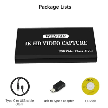 Nov USB Avdio Zajem Video Kartica, HDMI Tip C USB Zajem Videa s kablom HDMI 4K Loopout 3,5 mm Avdio Izhod za Windows, Mac OS, Linux