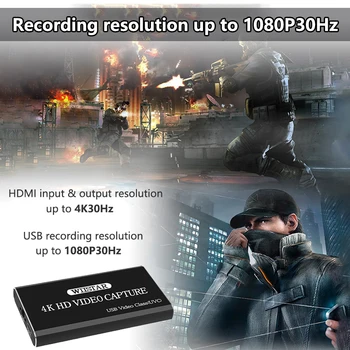 Nov USB Avdio Zajem Video Kartica, HDMI Tip C USB Zajem Videa s kablom HDMI 4K Loopout 3,5 mm Avdio Izhod za Windows, Mac OS, Linux