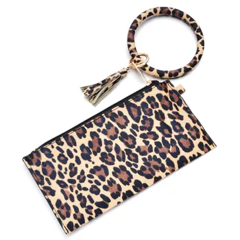 Nova Moda Leopard Kača Tassel Zapestnice Za Ključne PU Usnje Denarnice, Ženske Bangle Krog Krog Wristlet Edinstven Nakit Trgovini 12774