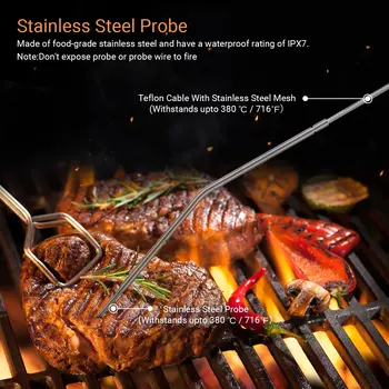 Nove Brezžične Digitalne BBQ Termometer Kuhinjski Pečici Hrane, Kuhanje Žar Mesa Termometer z 2 Sondo in Programirano Temperaturo Alarm