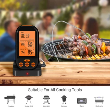 Nove Brezžične Digitalne BBQ Termometer Kuhinjski Pečici Hrane, Kuhanje Žar Mesa Termometer z 2 Sondo in Programirano Temperaturo Alarm