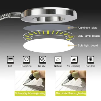 Novo 2 V 1 Posnetek namizne Svetilke Design USB Nastavljiv Hladno Svetlobo LED Zatemniti Posnetek Delo Svetlobe, Lepote Tatoo Ribolov Ličila Lučka