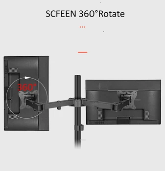 NOVO 400mm K2-240 Namizno Stojalo Polno Gibanja 360-Stopinjski jekla Dual Monitor Imetnik 10