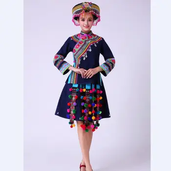 Novo Hmong miao oblačila ženske fazi kostume za pevce nacionalni festival uspešnosti oblačila Kitajski folk dance kostumi