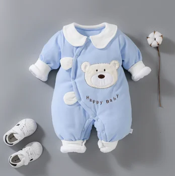 Novorojenega otroka, igralne obleke jeseni, pozimi dekleta malčka bombaž debel mah srčkan jumpsuits za bebe fantje dojenčka toplo splošno oblačila
