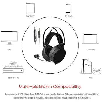 NUBWO N7 Gaming Slušalke Čelade PC Stereo Slušalke z Mikrofonom za PS4, Novi Xbox Enem,RAČUNALNIK, Mobilni Telefon, Slušalke Igralec 1007