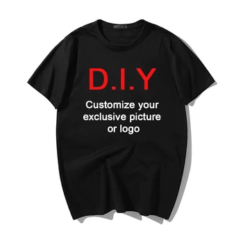 O-vratu Bombaž DIY Print majica s kratkimi rokavi moški Prilagodite Vaš Ekskluzivni Design T-Shirt kratek rokav Moda Ulične Tshirt DZS5MC