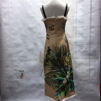 Oblikovalec 2020 Ženske obleke Pomlad Poletje Zanko Seksi Backless Žirafa Tiskanja brez Rokavov Tassel Elegantno Dekleta Obleke Vestidos robe