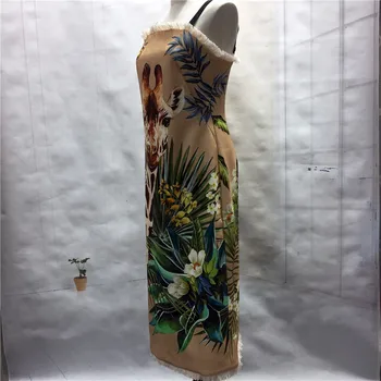 Oblikovalec 2020 Ženske obleke Pomlad Poletje Zanko Seksi Backless Žirafa Tiskanja brez Rokavov Tassel Elegantno Dekleta Obleke Vestidos robe