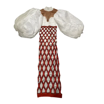 Oblikovalec obleke vzletno-pristajalne steze luč rokav Mozaik izrežemo bele, rdeče Bodycon slaven Prom Stranka, ki Ženske Meri Obleke fazi