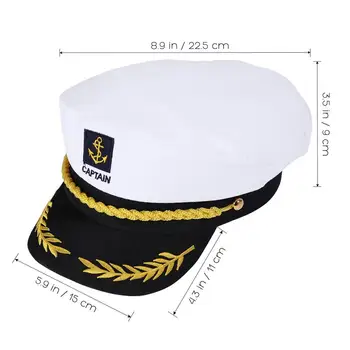 Odraslih Jahta Čoln, Ladja Mornar Kapetan Kostum Klobuk Skp Mornarice Morskih Admiral Vezene Kapetan Klobuk (White) 12074