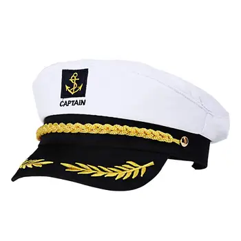 Odraslih Jahta Čoln, Ladja Mornar Kapetan Kostum Klobuk Skp Mornarice Morskih Admiral Vezene Kapetan Klobuk (White)
