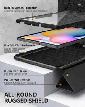 Ohišje Za Samsung Galaxy Tab S6 Lite 10.4 2020 SM-P610/P615, [Built-in Zaščitnik Zaslon] Celotno Telo Shockproof Primeru Smart Lupini