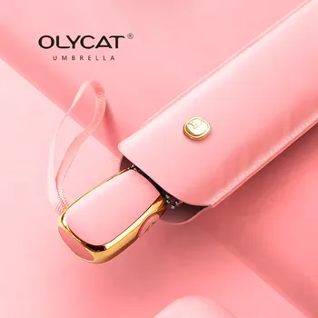 OLYCAT 3 Krat Samodejno Majhne Ženske Prenosni Roza UV Dokaz Ravno Ročaj Sončno in Deževno Barva na Prostem