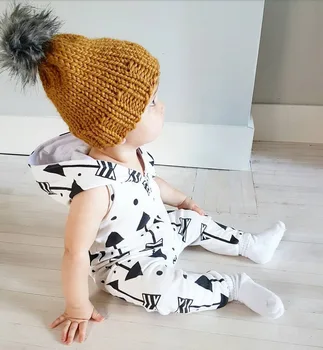 ON Pozdravljeni Uživajo Otroci brez Rokavov Puščico Oblačila za Malčke Baby Fantje Fant Hooded Sleeveles igralne obleke Jumpsuit Obleke Obleke 2019