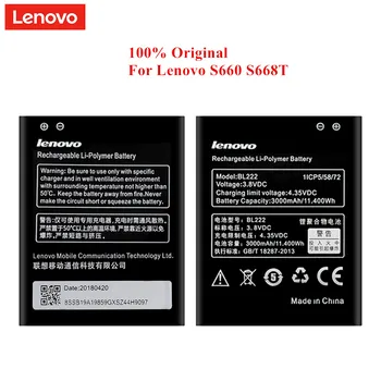 Original Baterija BL222 za Lenovo S660 S668T 3000mAh Polnilne Li-Polymer Batteria Akku