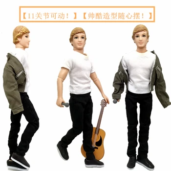 Original lutka + Obleke komplet + Kitara / Cody Simpson Model 11 skupno premično lutka Ken / fant lutka igrače