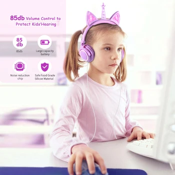 Original Samorog Slušalke LED Utripa Otrok Zložljive Slušalke za Glasbo Žične Slušalke Mačje Uho Gaming Slušalke Otroci Darila