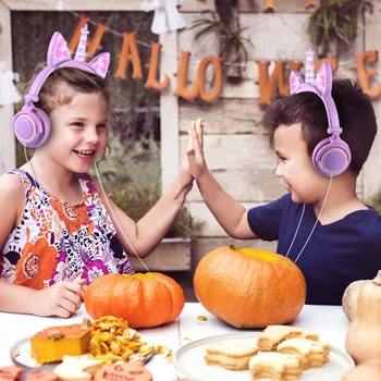 Original Samorog Slušalke LED Utripa Otrok Zložljive Slušalke za Glasbo Žične Slušalke Mačje Uho Gaming Slušalke Otroci Darila