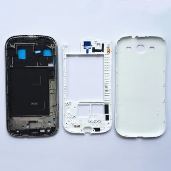 Originalno Celotno Ohišje za Samsung Galaxy S3 I9300 s3 neo 9300i 9301i Sprednji Okvir+Sredini Okvirja+Pokrov Baterije vrata rezervnih Delov