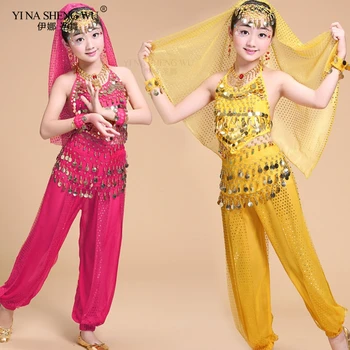 Otroci Belly Dance Kostumi Nastavite Orientalski Ples Otroci Oblačila Indija Otrok Bellydance Vrhu in Hlače Oblačila Otroci Indijski Obleki