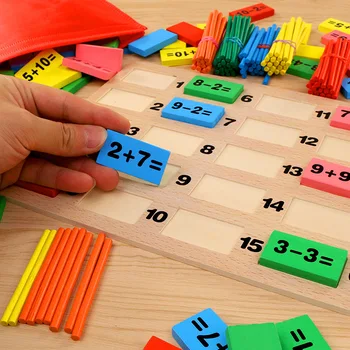 Otroci Otrok Lesene Matematiko Igrače Večbarvni Matematika Matematika Domino Bloki Zgodnjega Učenja Igrača Kompleti za Otroke, Izobraževalne Matematike