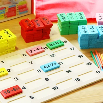 Otroci Otrok Lesene Matematiko Igrače Večbarvni Matematika Matematika Domino Bloki Zgodnjega Učenja Igrača Kompleti za Otroke, Izobraževalne Matematike
