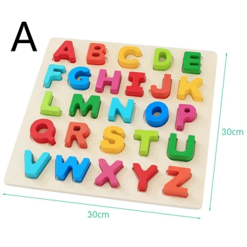 Otrok Izobraževalne Lesene Številke Črkami Jigsaw Puzzle Igrača Roko Zgrabi Odbor Baby Oblika Barva Kognitivne Otroci Abeceda Igrače