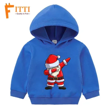 Otrok Vesel Božič Santa Claus Puloverji s kapuco Jopica Otrok Jesen in Zimo Majica Hoodie