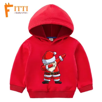 Otrok Vesel Božič Santa Claus Puloverji s kapuco Jopica Otrok Jesen in Zimo Majica Hoodie