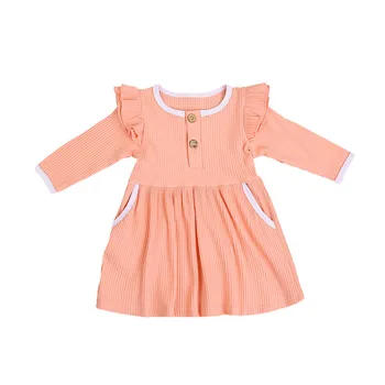 Otroška Oblačila Dekle Obleko Poletje Novorojenega Dojenčka Obleko Dekle Sweet Modni Dolgimi Rokavi, Žepi Obleko Otrok Korejski Princesa Obleko