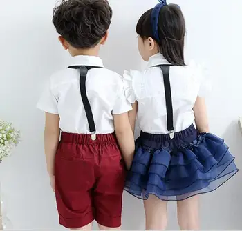 Otroška oblačila fantje dekleta določa lok kravato šolo kompleti za fante, dekleta, otroci, ki določa majice+trak hlače, obleke 16421
